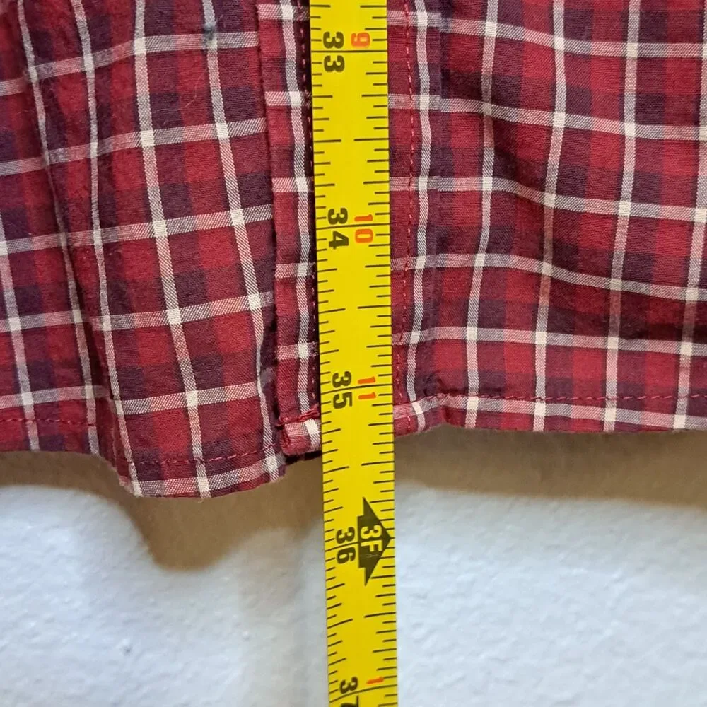 Banana Republic Mens Stretch Soft Wash Plaid Button Up Shirt Red XL 100% Cotton